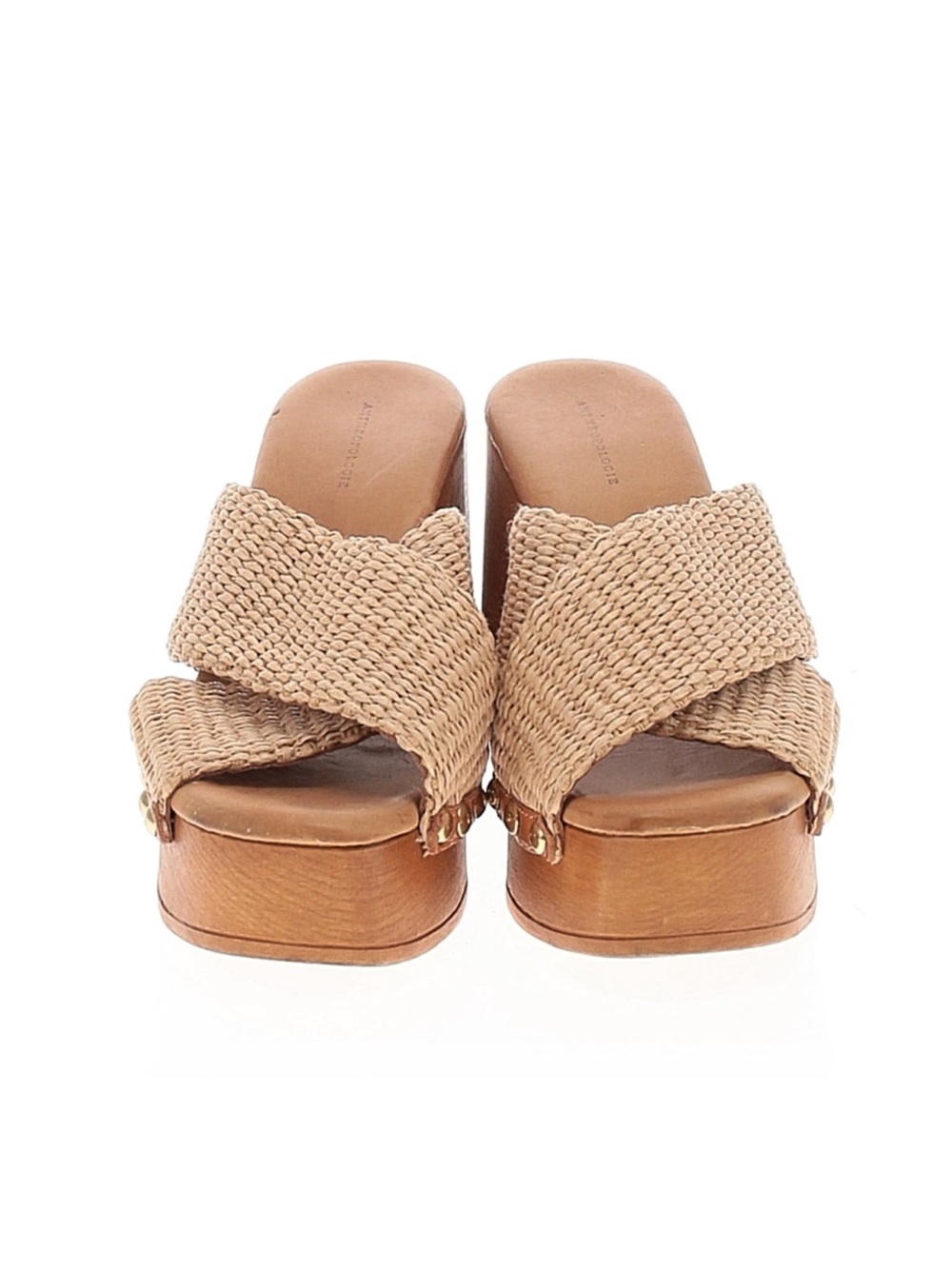 Anthropologie Natural Woven Platform Slide Sandals